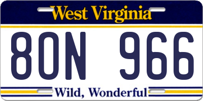 WV license plate 8ON966