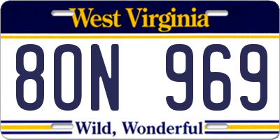 WV license plate 8ON969