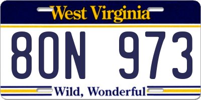 WV license plate 8ON973