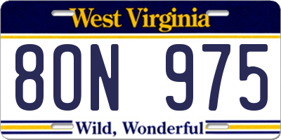 WV license plate 8ON975