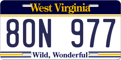 WV license plate 8ON977