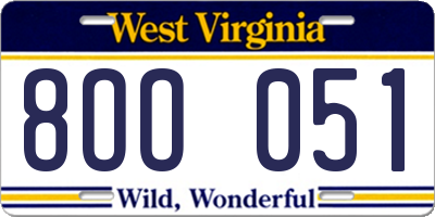 WV license plate 8OO051