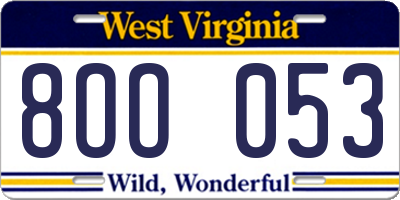 WV license plate 8OO053