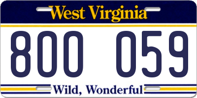 WV license plate 8OO059