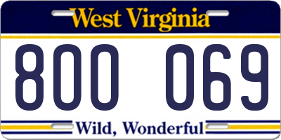 WV license plate 8OO069