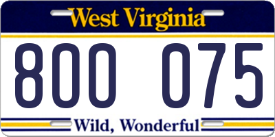 WV license plate 8OO075