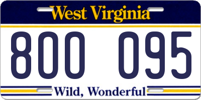 WV license plate 8OO095