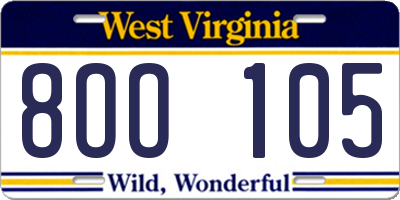 WV license plate 8OO105