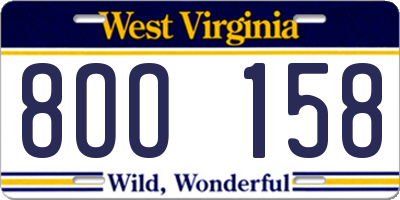 WV license plate 8OO158