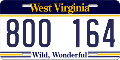 WV license plate 8OO164