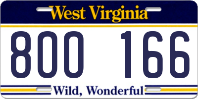 WV license plate 8OO166
