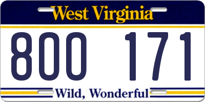 WV license plate 8OO171