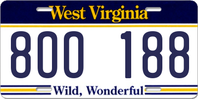WV license plate 8OO188