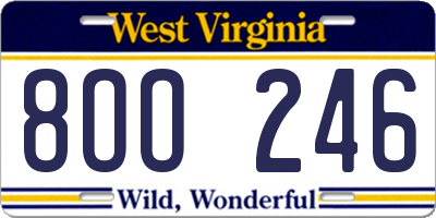WV license plate 8OO246