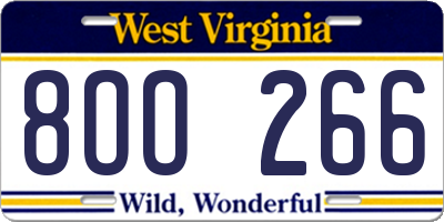 WV license plate 8OO266