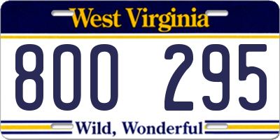 WV license plate 8OO295