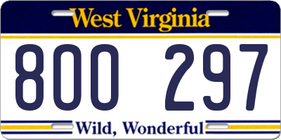 WV license plate 8OO297