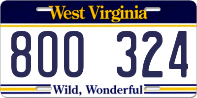 WV license plate 8OO324