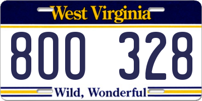 WV license plate 8OO328