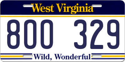 WV license plate 8OO329