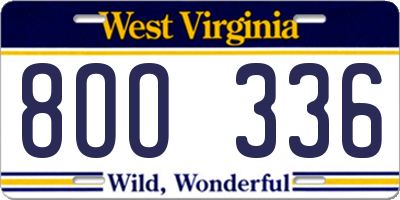 WV license plate 8OO336