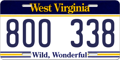 WV license plate 8OO338