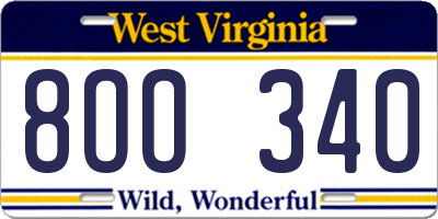 WV license plate 8OO340