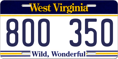 WV license plate 8OO350