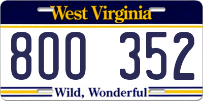 WV license plate 8OO352