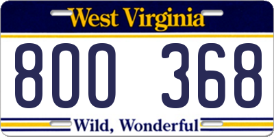 WV license plate 8OO368