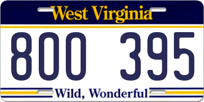 WV license plate 8OO395