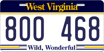 WV license plate 8OO468