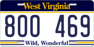 WV license plate 8OO469