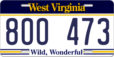 WV license plate 8OO473