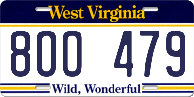 WV license plate 8OO479