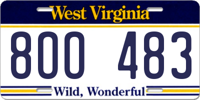 WV license plate 8OO483