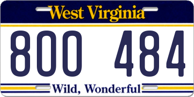 WV license plate 8OO484