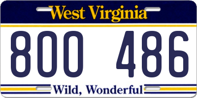 WV license plate 8OO486