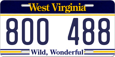 WV license plate 8OO488