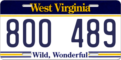 WV license plate 8OO489