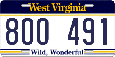 WV license plate 8OO491