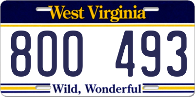 WV license plate 8OO493