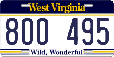 WV license plate 8OO495