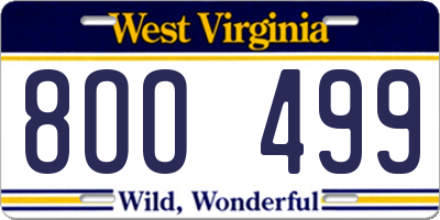 WV license plate 8OO499