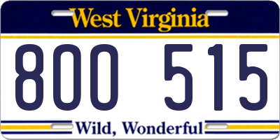 WV license plate 8OO515