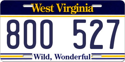 WV license plate 8OO527