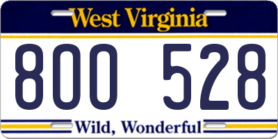 WV license plate 8OO528