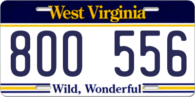 WV license plate 8OO556