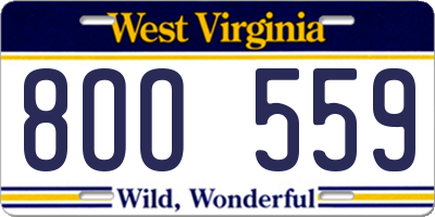 WV license plate 8OO559