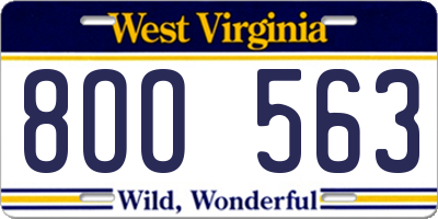WV license plate 8OO563